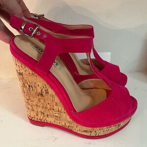 Joy in Love Fuchsia Wedge Sandals hot pink wedge summer platform wedge